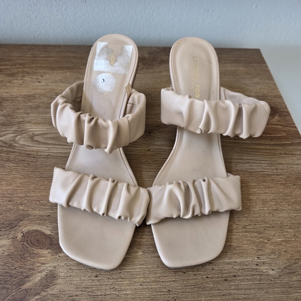 London fog tan chunky summer sandal heels size 8.5 women’s heels - Picture 2 of 9